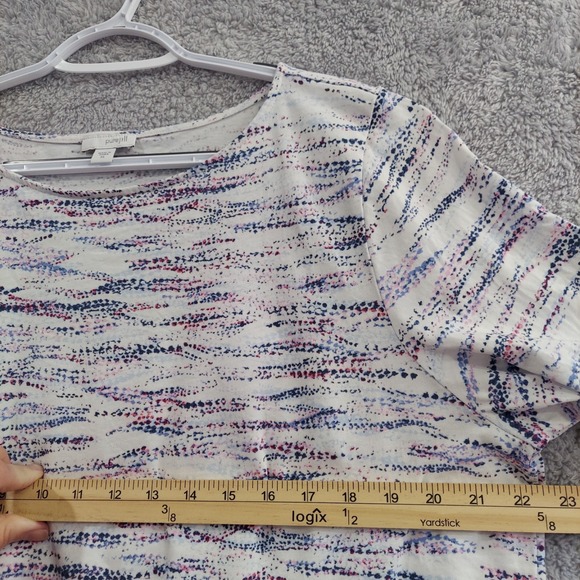 Pure Jill J Jill Asymmetric Tunic Top XL Cotton Modal Shirt Half Sleeve - Picture 7 of 12